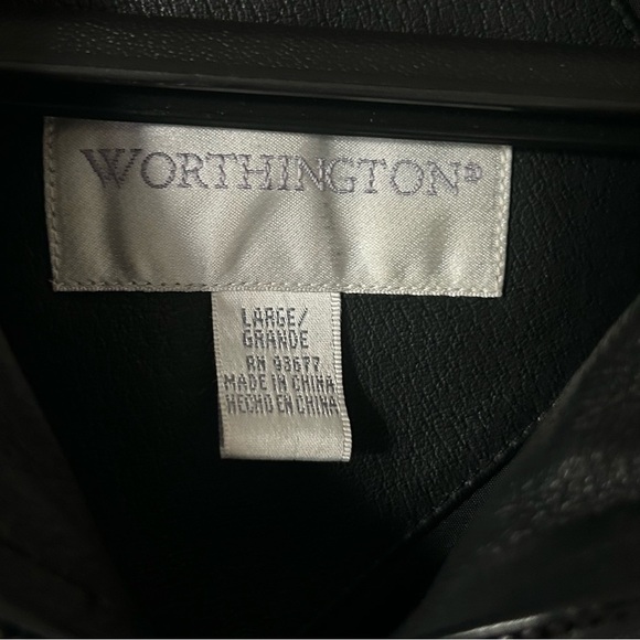 Worthington Leather Jacket Womens Full Zip Classic Large Genuine - Picture 7 of 7